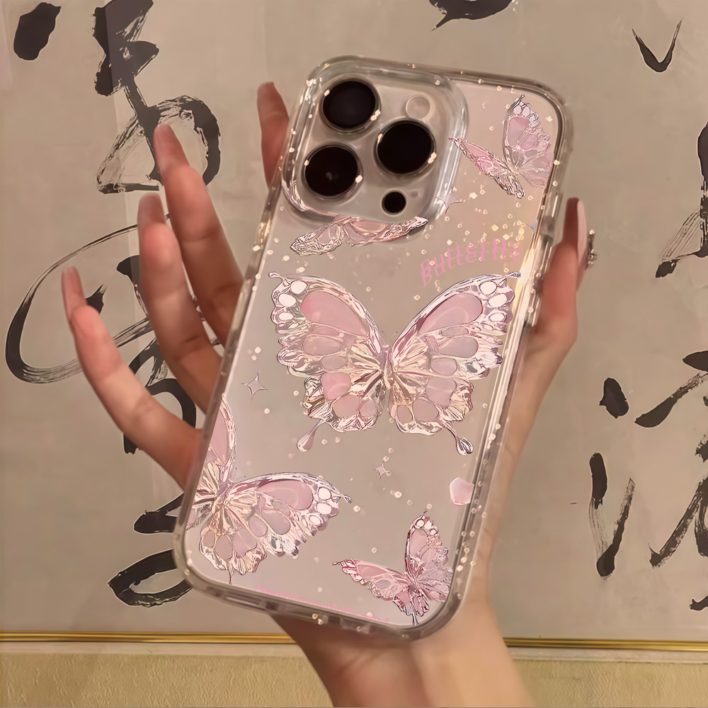 Phone Cases Xr Iphone - Funda Transparente con Brillantina y Mariposas